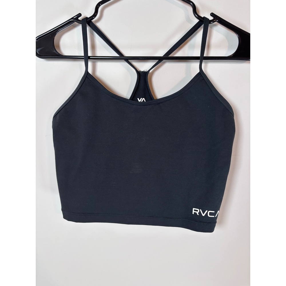 RVCA VA Sport Womens Black Racerback Athletic Crop Tank Top Built In Bra Small